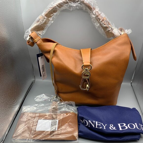 NWT Dooney & Bourke Pebble Leather Lily Bucket Handbag with Wallet & Key Hanger - Picture 1 of 14